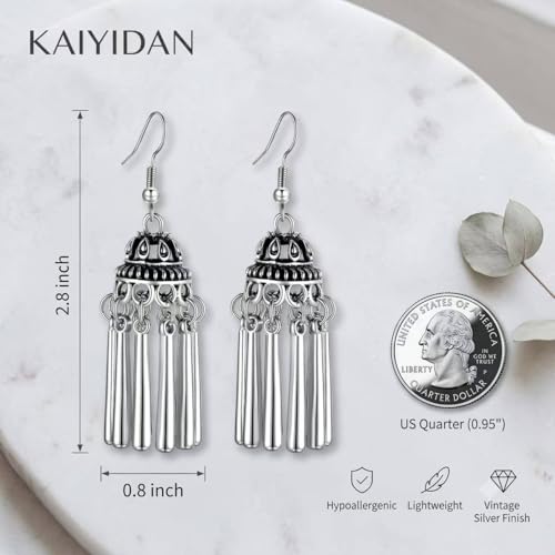 Silver Dangle Earrings For Women Trendy,Boho Cute Drop Western Earings,Vintage Gothic Ethnic Statement Beach Vacation Long Earrings with Leaf Teardrop Turquoise Crystal Tassels,Fashion Jewelry Birthday Gift. - color: A51) Lunky Roller Teardrop Tassles