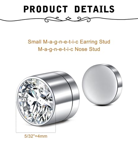 MODRSA Fake Nose Stud Fake Nose Ring Stud Fake Nose Piercing Fake Lip Ring Fake Earrings Stud Silver Gold Fake Cartilage Helix Earring Clip on Earring Hoop Fake Eyebrow Ring Fake Bridge Piercing - color: B2-fake stud - silver