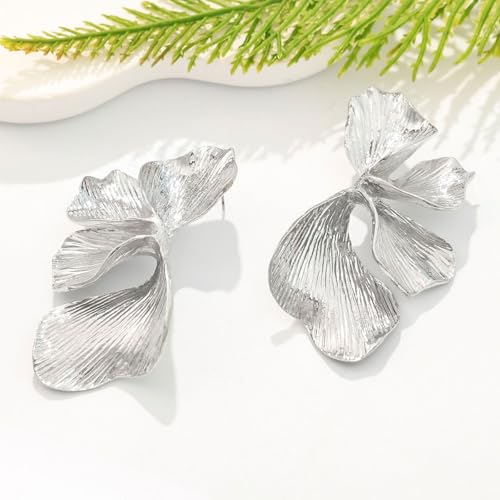 Chunky Earrings Big Statement Earrings for Women Trendy Large Floral Ginkgo Leaf Flower Earring Irregular Long Drop Dangle Earrings Chunky Jewelry - style: 1 - S