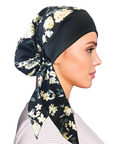 Chemo Headwear for Women Head Scarf Headwraps Silky Soft Turbans for Women Cancer Hats Chemo Beanie Coverings Scarves - color: C Big Black Pattern 1