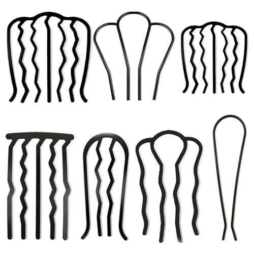 CoguZed 7-Piece Metal Hair Forks Set – U-Shaped chignon hair pin for Thick & Fine Hair, Chignon & French Twist Updo Accessories