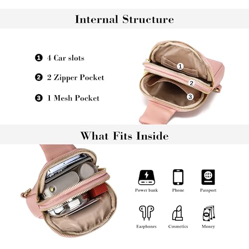 INICAT Women's Small Sling Bag, Lightweight Everyday Vegan Leather Crossbody Purse for Daily Essentials and Travel Light - color: Pink, size: Small