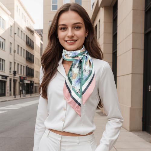 RIIQIICHY Hair Scarf for Women Like Silk Scarves Headband Neck Scarfs Twilly Purse Accessories - color: C019
