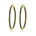 CiNily Mult-colors Crystal Stainless Steel Hoop Earring for Women Hypoallergenic Jewelry for Sensitive Ears Large Big Hoop Earrings 2" - color: Gold+Black