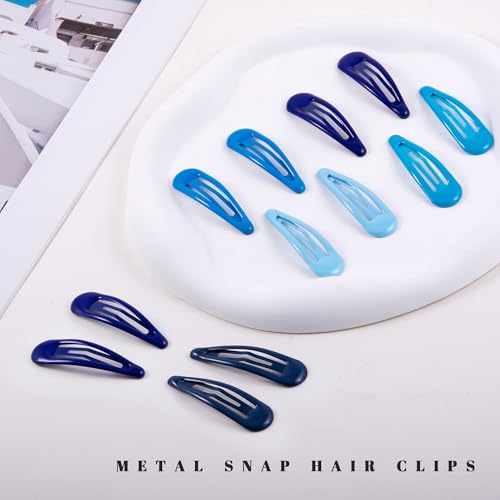 20 PCS Metal Snap Hair Clips Water Drop No Slip Barrettes for Women Bright Small Hair Clips For Thick And Thin Fine Hair,Multiple Blue,1.97 x 0.5 In. - color: Multiple Blue