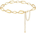 LIMHOO Women's Metal Waist Chain Belts Gold Silver Link Belt for Dresses - color: Square Gold, size: S: Length 105cm/41.3in