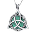 Celtic Necklace for men Sterling Silver Celtic Knot Triquetra Triangle Trinity Necklace Gift for Men - color: A-Green