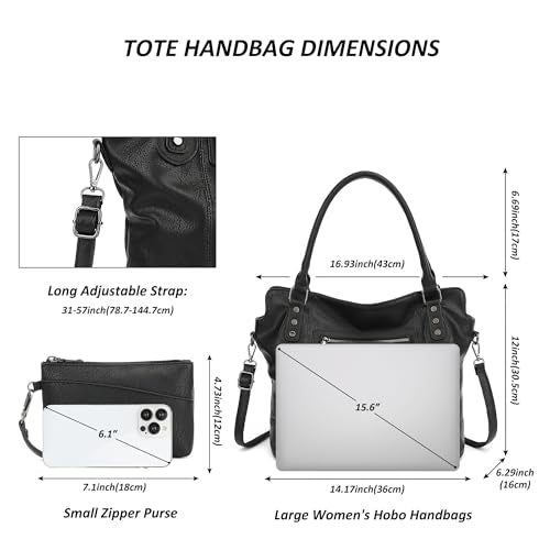 TANTOMI Tote Bag for Women Vegan Leather Purses and Handbags Ladies Waterproof Big Shoulder Bag for Travel - color: Black.d
