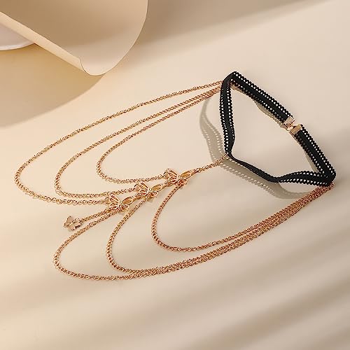 Snake Leg Chain for Women, Sexy Serpent Charm Thigh Garter, Summer Bikini Skirt Beach Party - style: C butterfly gold