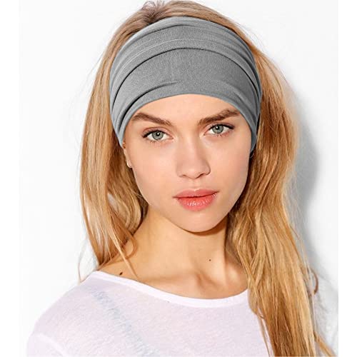 Jesries 10 PCS Women Headbands African Wide Hair Wrap Extra Turban Head Bands for Lady Large Sport Workout Stretch Non-slip Big Hair Bands - color: Khaki