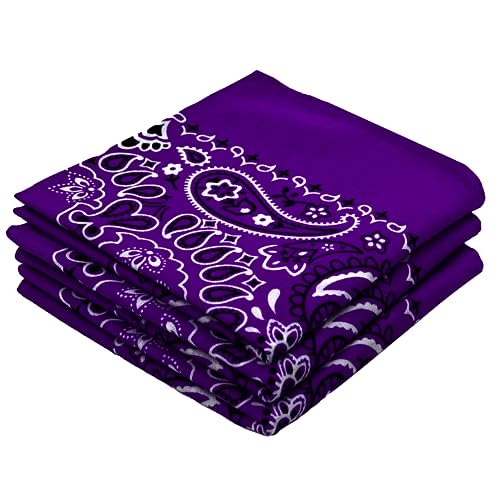 Classic Paisley Bandanas - 3 Pack Gift Set, 100% Cotton, 22x22 Inches - color: Purple