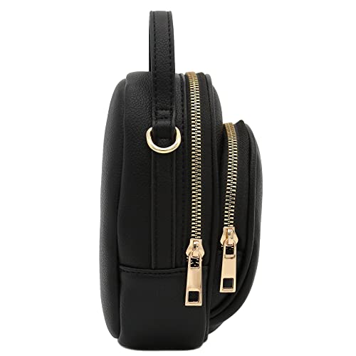 FashionPuzzle Two Compartment Mini Crossbody Bag | Two Compartment - color: Black