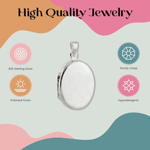 FashionJunkie4Life Sterling Silver Oval Locket Necklaces for Women, 18" Cable Chain - style: Small Simple