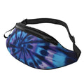 Purple Blue Rainbow Tie Dye Swirls Fashion casual fanny pack waist bag men women adjustable belt waist bag for travel hiking cycling running festival carnival - color: Black22