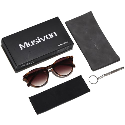 Round Sunglasses for Women Men, Trendy Round Shades Sun Glasses, Retro UV400 Protection - color: Brown