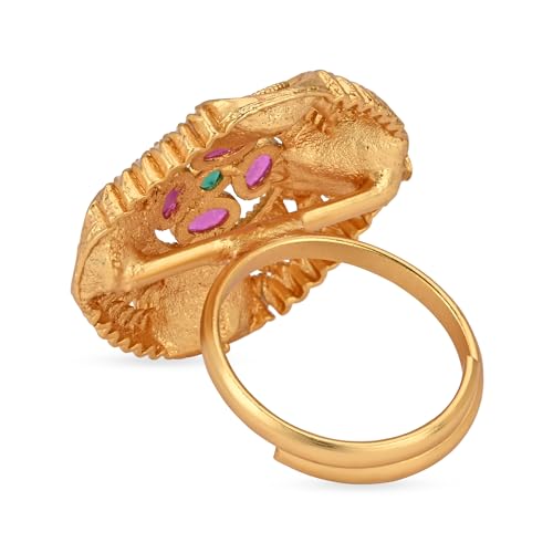 I Jewels Antique Gold Plated Indian Wedding Bollywood Ethnic Floral Shaped design Adjustable Finger Ring For Women & - style: Style 2