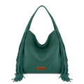 Wrangler Fringe Suede Hobo Bag for Women Leather Western Fringe Purse Tassel Hippie Shoulder Bag - color: Turquoise