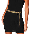 XZQTIVE Women Boho Chain Belts For Dresses Jeans Western Cowgirl Waist Links Belt Adjustable Metal Concho Belt - size: Fit Waist upto 46inches, style: Classic Antique Gold