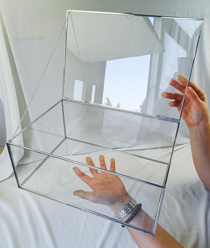 HighFree Vintage Glass Box with Lid - Clear Jewelry Glass Display Box Keepsake Box - Home Decor Decorative Box for Trinket Rings Bracelet (Silver, X-Extra Large) - color: Silver, size: X-Extra Large