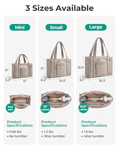 BAGSMART Boxy Tote Bag for Women, Crossbody Bag with Zipper, Crush Bow Purses for Travel Work College - color: Tan, size: Large