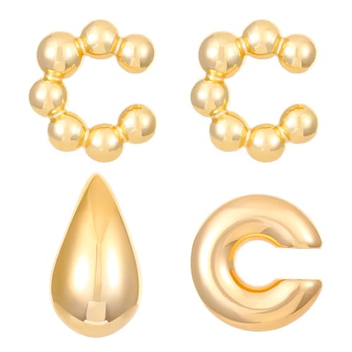 Ear Cuff Earrings for Women Chunky Ear Cuff Colourful Non Pierced Ear Cuff Non Piercing Clip On Cartilage Wrap Cuff Earrings Jewelry Gifts - color: Gold D