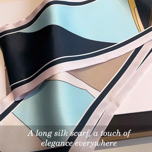 Sumolux Head Hair Scarf for Women Neck Purse Bag Handbags Scarf Like Silk - color: Colorful Geometry