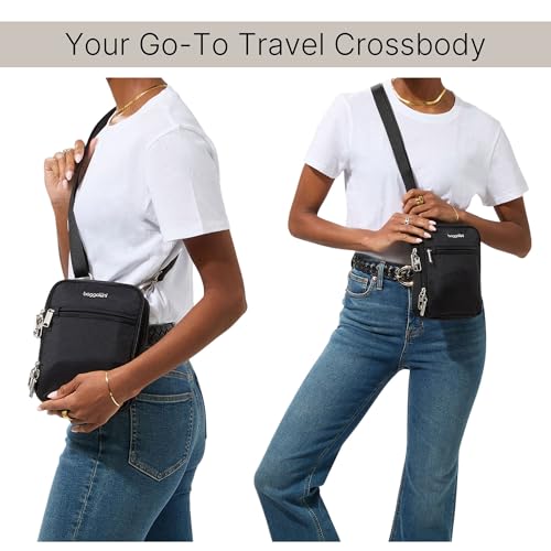 Baggallini Securtex® Anti-theft Mini Everything Crossbody Bag, 6.3"x8.25" Rfid, Locking Zippers & Cut-resistant Strap - color: Charcoal