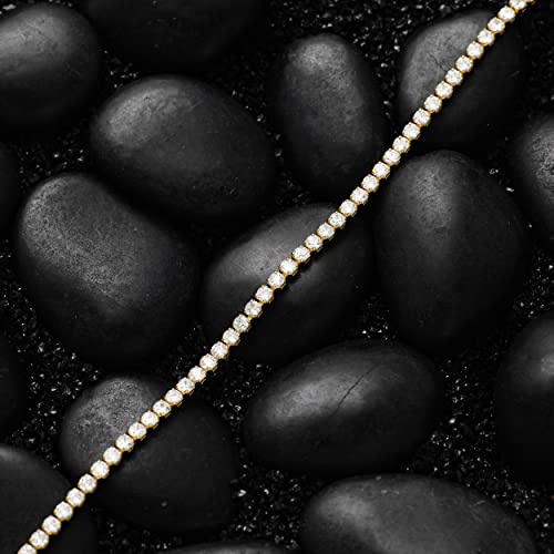 LOYATA Dainty Ankle Bracelet,14K Gold Plated Tiny Bead Anklet Dainty White Cubic Zirconia Cross Tassel Foot Chain Cute Lucky Moon Evil Eye Foot Jewelry Boho Anklets for Women - color: Tennis
