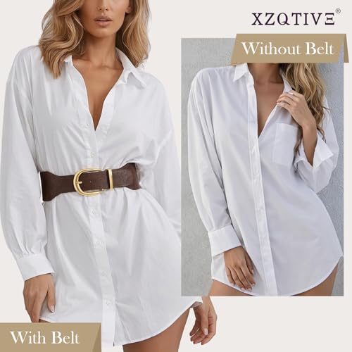 XZQTIVE Women Wide Elastic Waist Belt for Dresses Fashion Cinch Belts Stretchy Waistband with Gold Buckle - color: Chocolate Brown(gold Buckle), size: Fit Waist Size 30"-33"