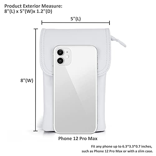 befen Genuine Leather Small Crossbody Bags for Women Cell Phone Bag Cross Body Purses,Silver Zipper - color: White