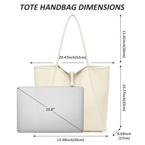 TANTOMI Tote Bag for Women Vegan Leather Purses and Handbags Ladies Waterproof Big Shoulder Bag for Travel - color: A-cream White