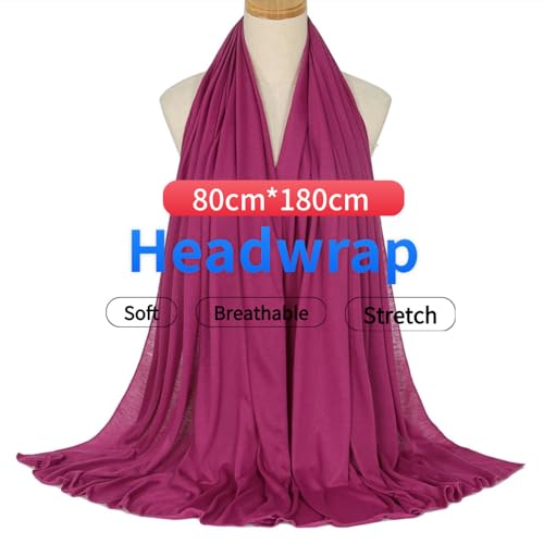 Harewom Head Wraps for Black Women Stretch Head Scarf Long African Hair Wraps Turban Headwraps Jersey Headbands - color: 1pcs -Dark-magenta