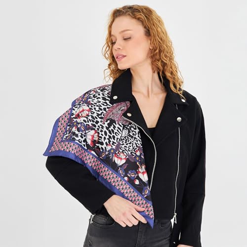 dscarf Womens Neck Scarf 21"x21" Small Square | Headband Scarf Ethnic Bandana Head Scarf Flowering Breathable Lightweight - color: Flowering Design 36
