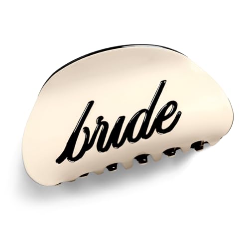 xo, Fetti Bride Claw Clip | Bachelorette, Bridal, Hair Accessories, Bride to Be, Engagement, Party, Black + Ivory, Two Tone