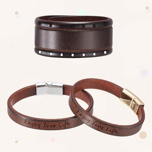 MECCANIXITY 2Pcs Plain Leather Bracelets Buckle Bangle,8" Silver Leather Snap Bracelets Adjustable Blank Wrist Cuffs DIY Craft Wristbands for Men Women Stamping Jewelry Making - color: Silver, size: 8"