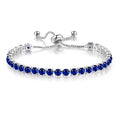 Tennis Chain Rhinestone Beads Slider Bracelet 14K Gold Silver Plated Adjustable Crystal Seed Bracelet for Women Wedding Party Geometric Jewelry Gift - color: F blue silver