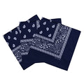 Cotton Bandanas for Men & Women Paisley Cowboy Bandana Handkerchiefs for Hair 22x22 - color: 3pcs Navy