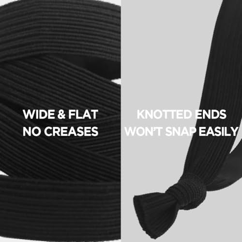HAVHAF Knotted Mens Hair Ties For Men 5 pcs (Wide, Black) - No damage Crease Breakage Man Bun Hair Tie Men with Long Hair | For Buns Curly Thick Elastic Hair Ties For Guys | Perfect hairtie For Man - color: Black