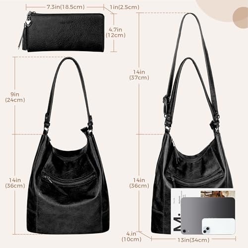 TANTOMI Hobo Bags Purses for Women, Women's Crossbody Handbags and Shoulder Bag, Multi-Pocket Large Hobo Purse - color: Black.b