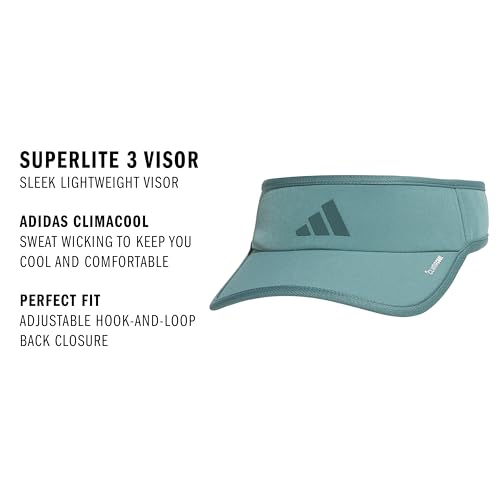 adidas Women's Superlite Visor – Lightweight Moisture-Wicking Running Tennis Hat - color: Preloved Teal Green/Aurora Green Ivy/3