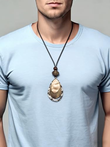 Kelake Leather Necklace for Women Men Teen Vinatge Boho Alloy Pendant Choker Jewelry Fashion Sweater Necklaces with Adjustable Genuine Leather Chain - color: Multilayer Alloy Teardrop Pendant