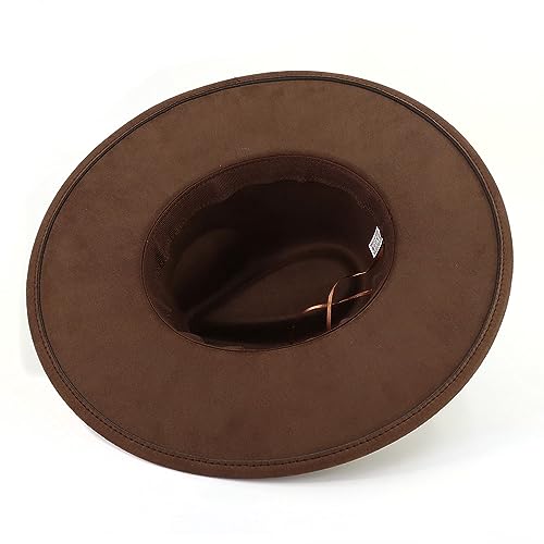 LIDHAY Big Wide Brim Fedora Hats for Women Men Western Suede Hat Panama Hat Outdoor Hats - color: Coffee
