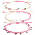 Waterproof String Anklets Cute Beaded Ankle Bracelets Beach Wave Anklet Stainless Steel Coin Boho Ankle Jewelry for Women - color: Pink