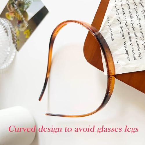 3 Pack Plastic Plain Headbands for Women, Hairband Designed for Eyewear, Fashion Skinny Headbands-Bright Surfac - color: Type A-Bright Surface