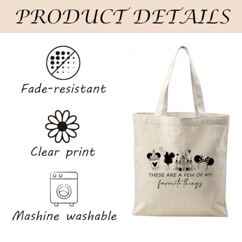 Canvas Tote Bag Aesthetic for Women,Reusable Canvas Cute Shoulder Bag for Grocery, Shopping, Beach & Daily Use - color: Favorite Things