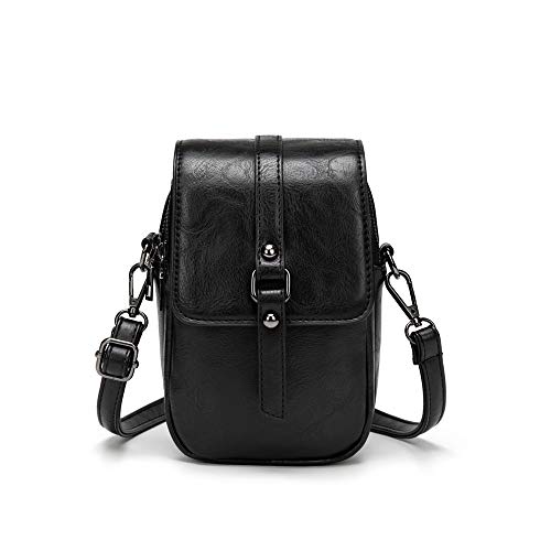 myfriday Vintage Crossbody Phone Bag for Women, Small PU Leather Shoulder Purse and Handbag - color: A-02-black
