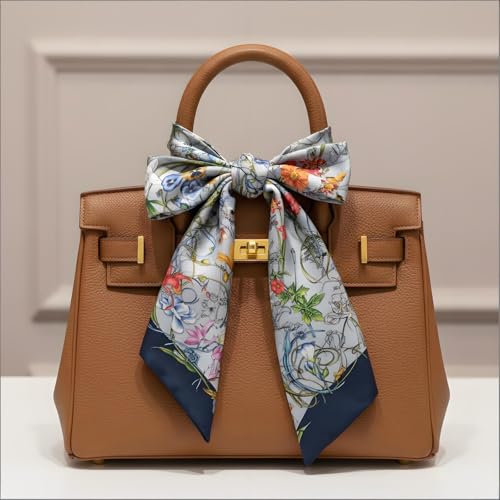 Premium Floral Scarf for Women 35x35 Square Silk Feel-Lightweight Scarves Headscarf Bandanas Wrapping Handbag - color: Wildflower
