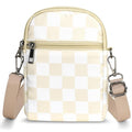 RFID Crossbody Bags For Women Travel, Small Cell Phone Purse - color: Beige Checkered