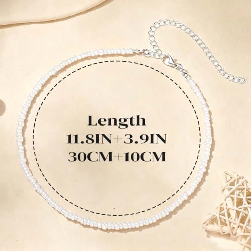 Boho Beaded Choker Necklace Colorful Short Necklaces Summer Beach Necklaces Jewelry for Women - color: White