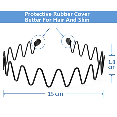 bodbop XINGZHE Metal Hair Band Men Headband Women's Fashion Hair Bands Elastic Stylish Sports Hairband Head Hoop with Non Slip Wavy Teeth, Black